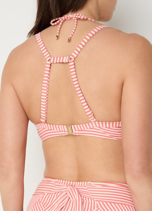 Marlies Dekkers Holi Vintage push-up bikinitop met streepprint - achterkant roze