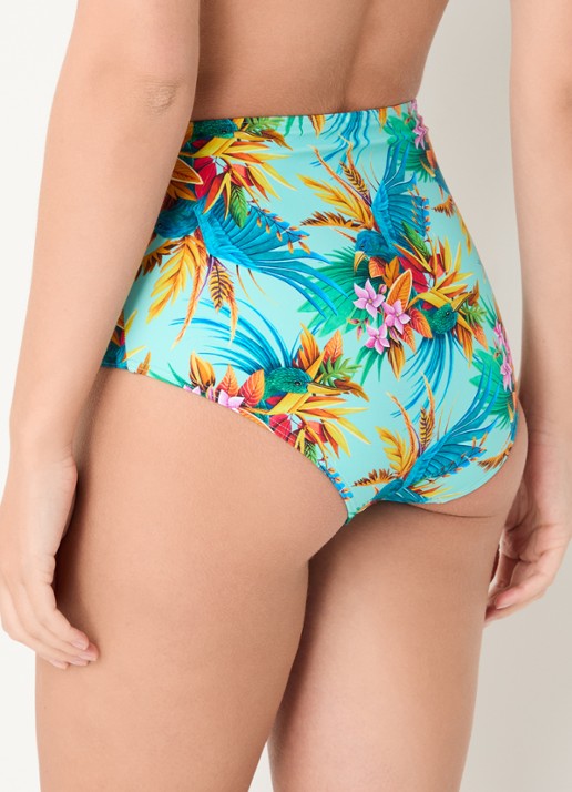 Marlies Dekkers Hula Haka high waisted bikinislip met print - achterkant 3 lichtblauw