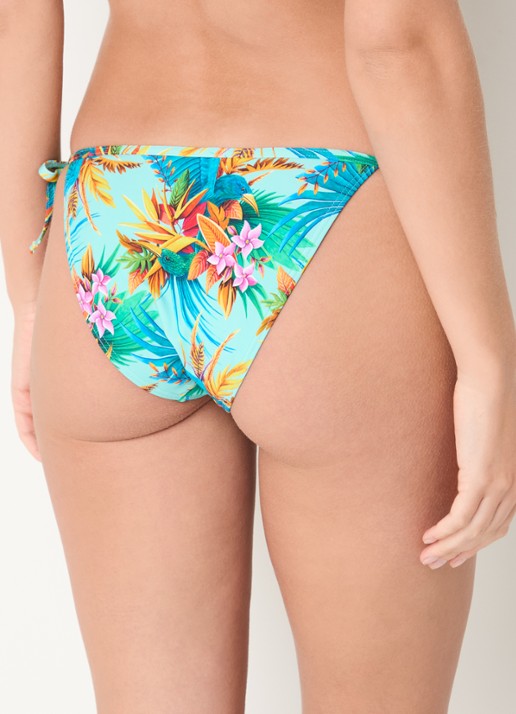 Marlies Dekkers Hula Haka tanga bikinislip met bloemenprint - achterkant aquablauw