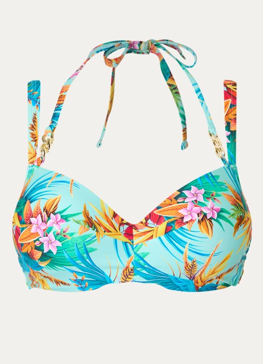 Marlies Dekkers Hula Haka voorgevormde balconette bikinitop met print - voorkant lichtblauw