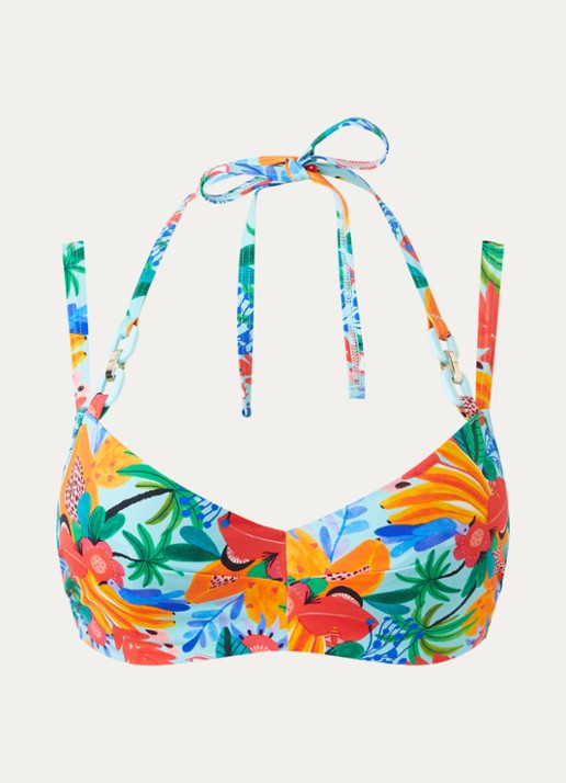 Marlies Dekkers Paradisa halter bikinitop met kralendecoratie - voorkant 3 lichtblauw