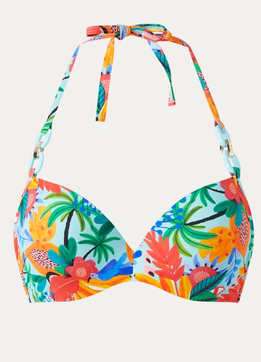 Marlies Dekkers Paradisa push-up bikinitop met kralendecoratie - voorkant 3 lichtblauw