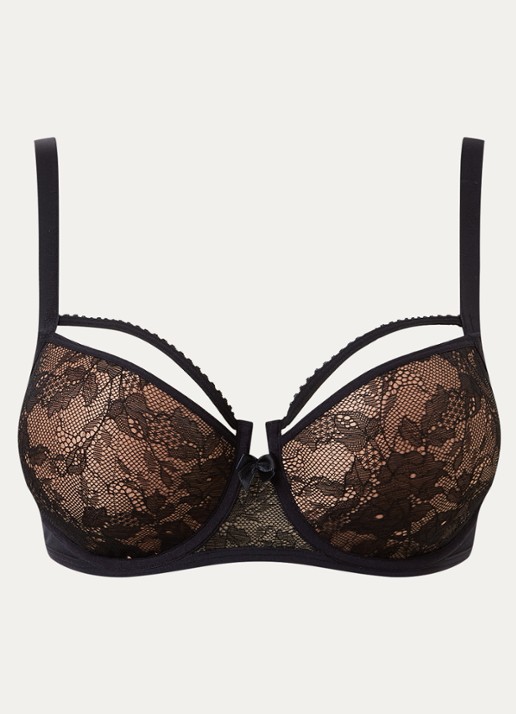 Marlies Dekkers Peekaboo balconette bh van kant - voorkant zwart