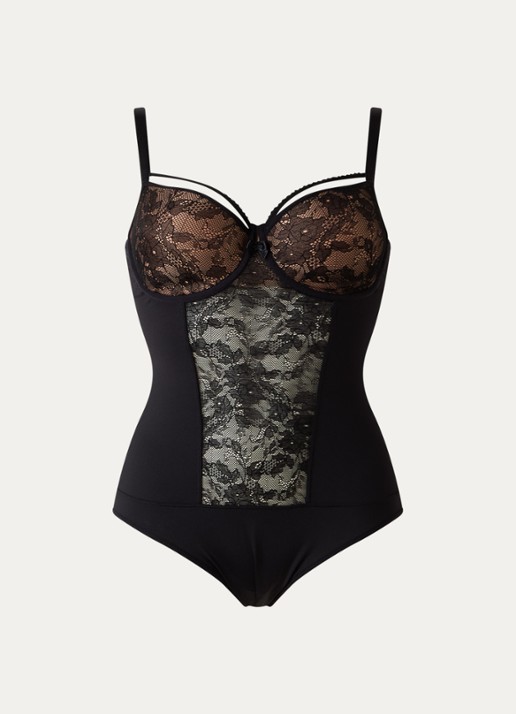 Marlies Dekkers Peekaboo body van kant met beugel - voorkant 3 zwart