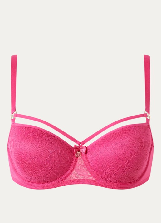 Marlies Dekkers Space Odyssey balconette bh met overlay van kant - voorkant fuchsia