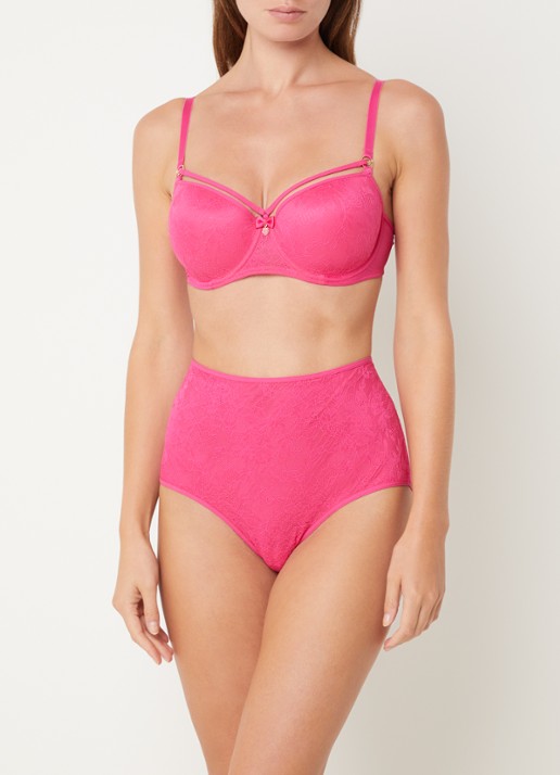 Marlies Dekkers Space Odyssey balconette bh met overlay van kant - detail 3 fuchsia