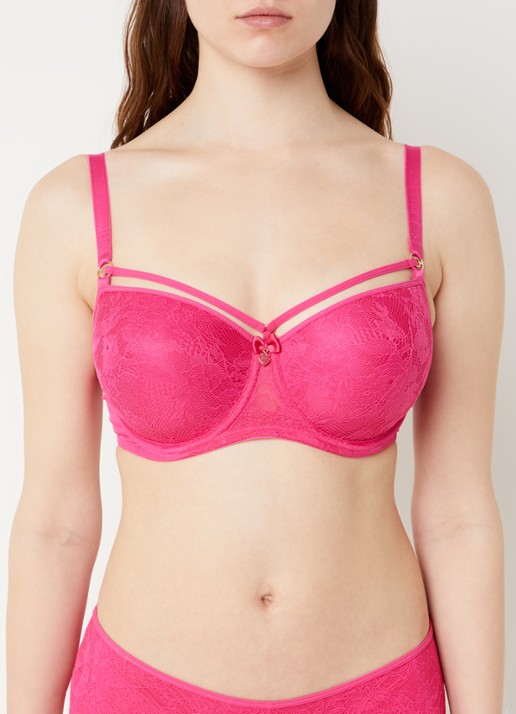 Marlies Dekkers Space Odyssey balconette bh met overlay van kant - voorkant 3 fuchsia