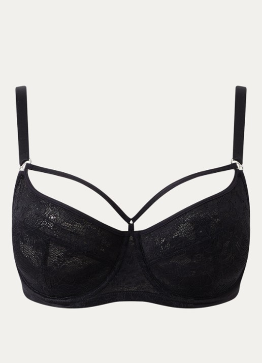Marlies Dekkers Space Odyssey balconette bh met overlay van kant - voorkant zwart