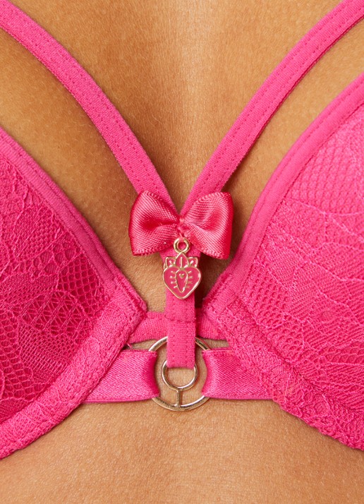 Marlies Dekkers Space Odyssey push-up bh met overlay van kant  - detail 4 fuchsia