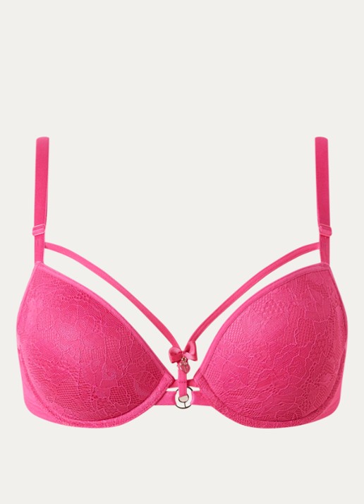 Marlies Dekkers Space Odyssey push-up bh met overlay van kant  - voorkant 7 fuchsia