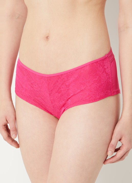 Marlies Dekkers Space Odyssey shorty met overlay van kant - voorkant 6 fuchsia