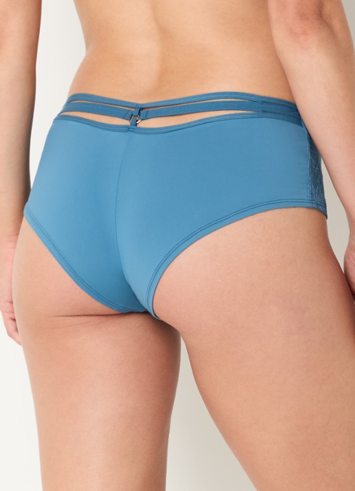 Marlies Dekkers Space Odyssey shorty van kant - achterkant staalblauw