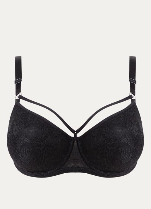 Marlies Dekkers Space Odyssey voorgevormde bh met overlay van kant - voorkant 4 zwart