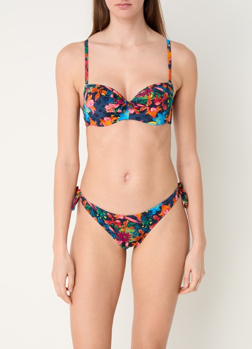 Marlies Dekkers Thalassa bikinislip met bloemenprint - voorkant 2 donkerblauw