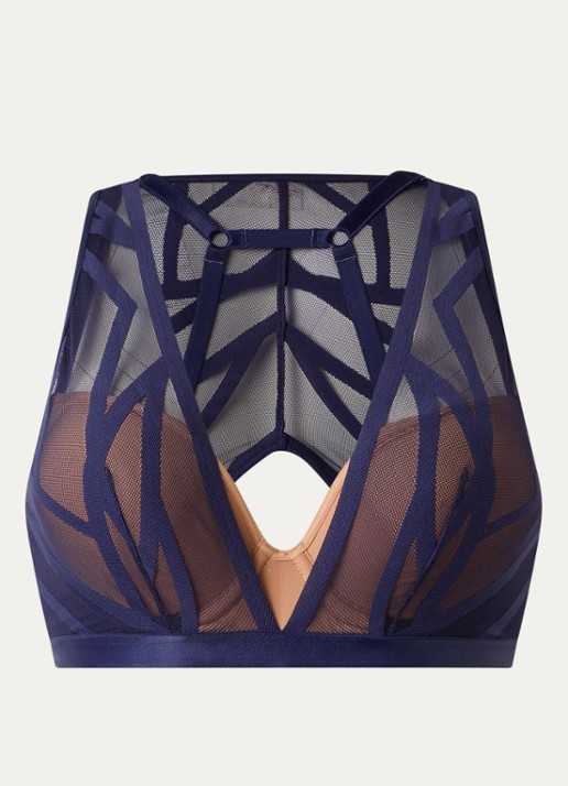 Marlies Dekkers The Illusionist push-up bh met overlay van mesh - voorkant 3 donkerblauw