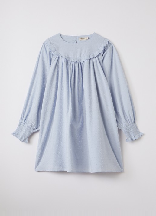 MarMar COPENHAGEN Drissy jurk met structuur - voorkant 5 lichtblauw