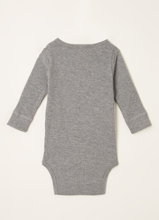 MarMar COPENHAGEN Henley romper met ribstructuur - voorkant 2 grijsmele