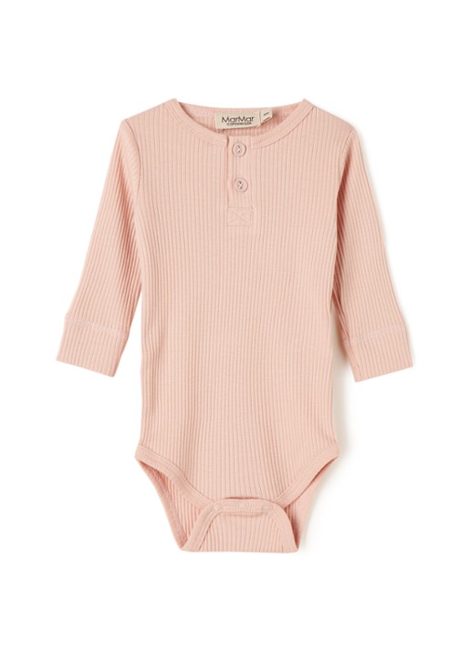 MarMar COPENHAGEN Henley romper met ribstructuur - voorkant roze