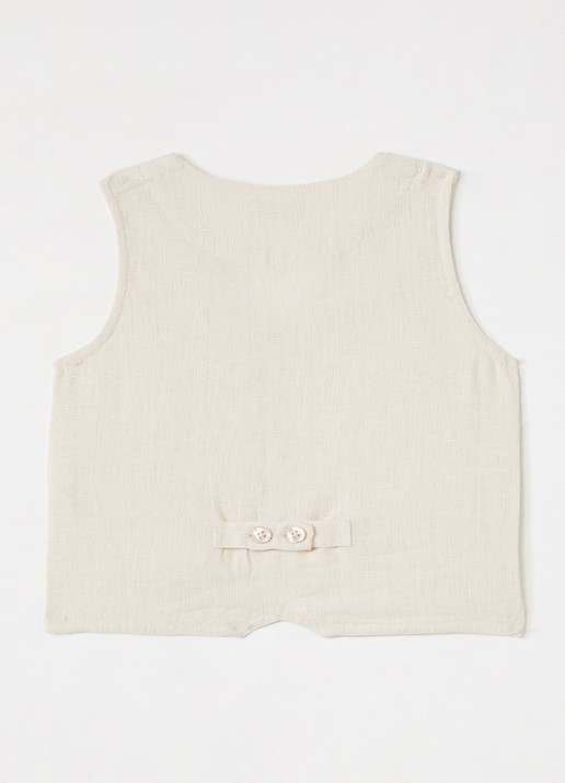 MarMar COPENHAGEN Jalfa gilet van linnen - voorkant 3 beige