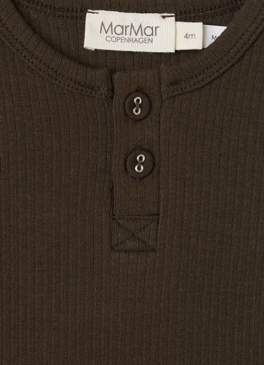 MarMar COPENHAGEN Longsleeve met ribstructuur - detail 3 donkerbruin