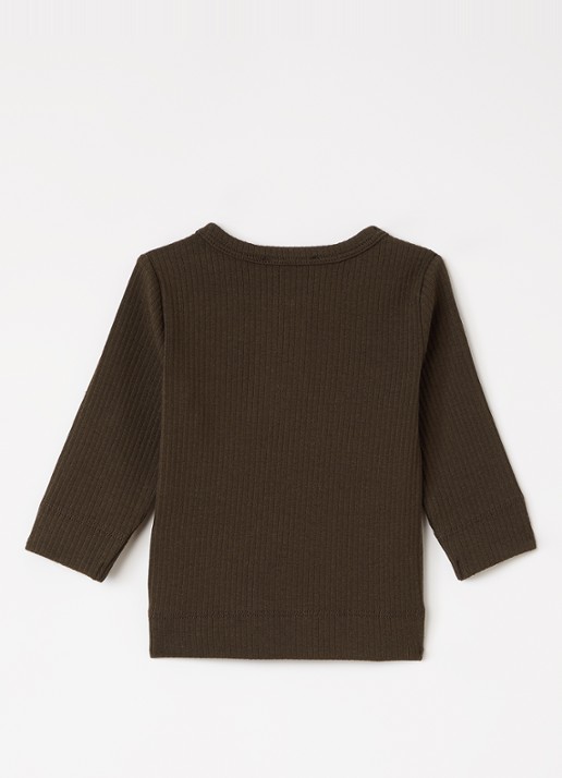 MarMar COPENHAGEN Longsleeve met ribstructuur - voorkant 2 donkerbruin