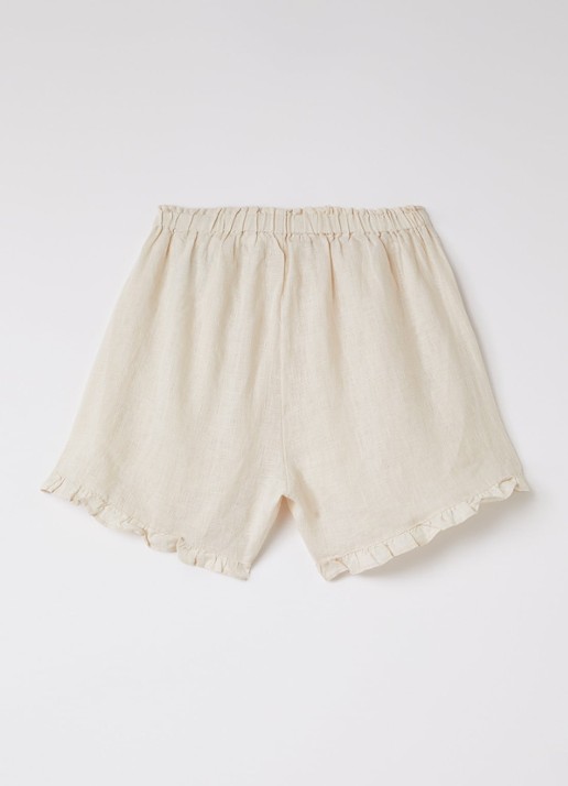 MarMar COPENHAGEN Pala loose fit korte broek van linnen  - achterkant beige
