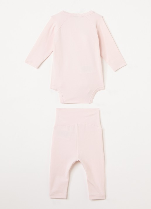 MarMar COPENHAGEN Set van romper met legging in  katoenblend in giftbox 2-delig - voorkant 3 lichtroze