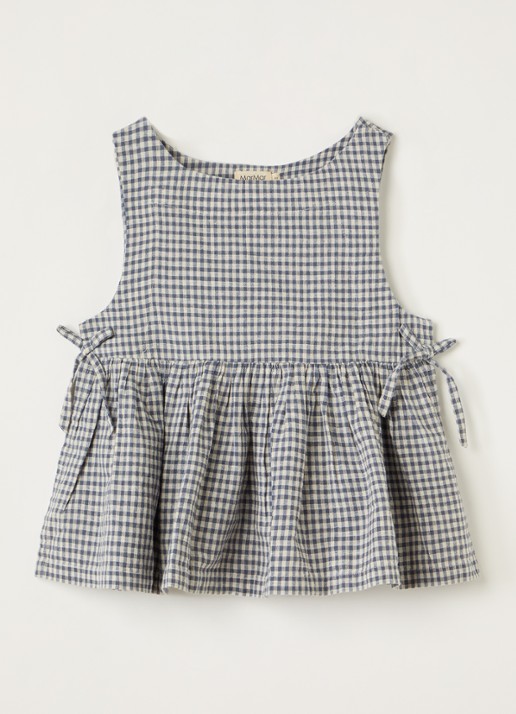 MarMar COPENHAGEN Tarame top met ruitdessin - voorkant donkerblauw