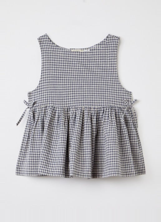 MarMar COPENHAGEN Tarame top met ruitdessin - voorkant 3 donkerblauw