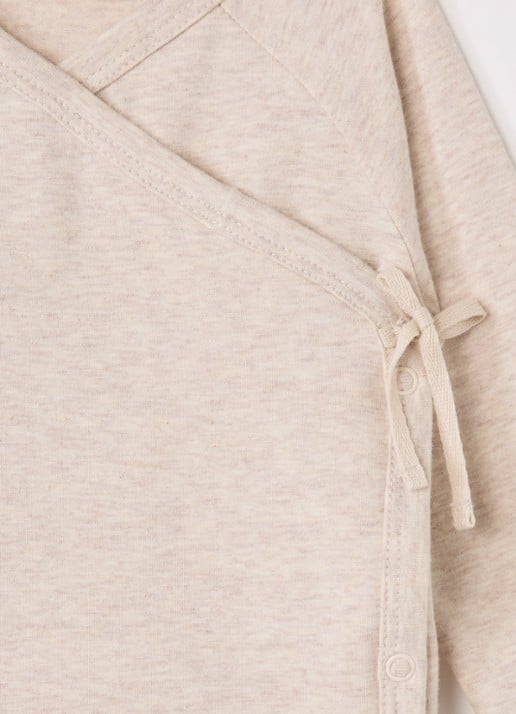 MarMar COPENHAGEN Tut longsleeve met overslag in  katoenblend  - detail beige