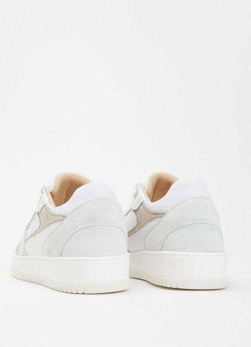 Mason Garments Matera sneaker van nubuck met details van suède - achterkant 4 gebroken wit