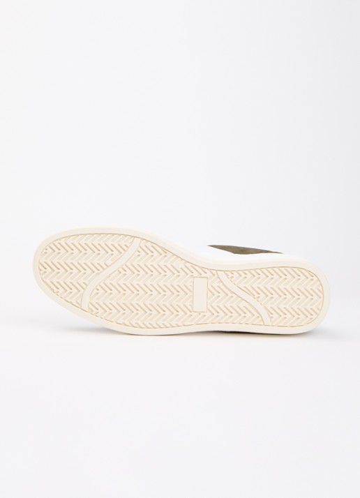 Mason Garments Napoli Bicolore sneaker van suède met leren details - detail 4 bronsgroen