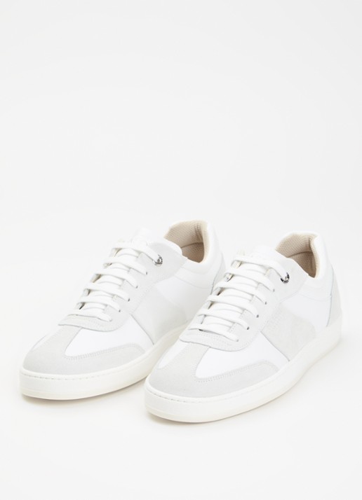Mason Garments  Napoli Tradizionale sneaker van leer met suède details - detail wit