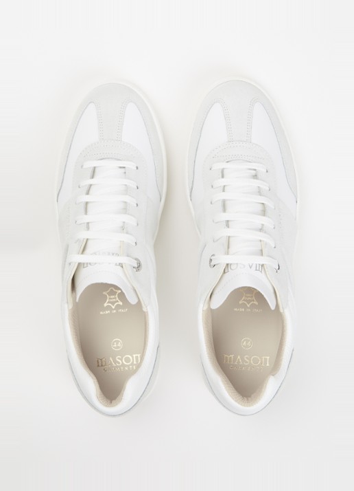 Mason Garments  Napoli Tradizionale sneaker van leer met suède details - detail 2 wit