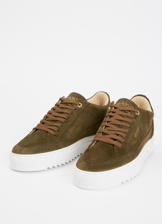 Mason Garments Tia Corporativo sneaker van suède - detail 2 bronsgroen