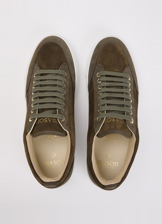 Mason Garments Tia Miscuglio sneaker van suède met details van nubuck - detail 3 bronsgroen