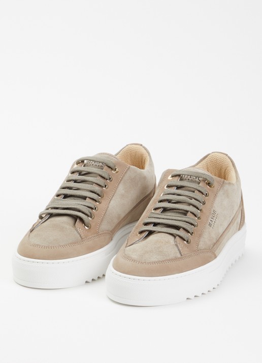 Mason Garments Tia sneaker van suède met details van nubuck - detail 2 taupe
