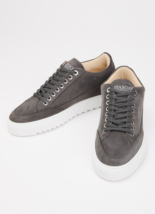 Mason Garments Tia Sollevamento sneaker van nubuck - detail 2 middengrijs