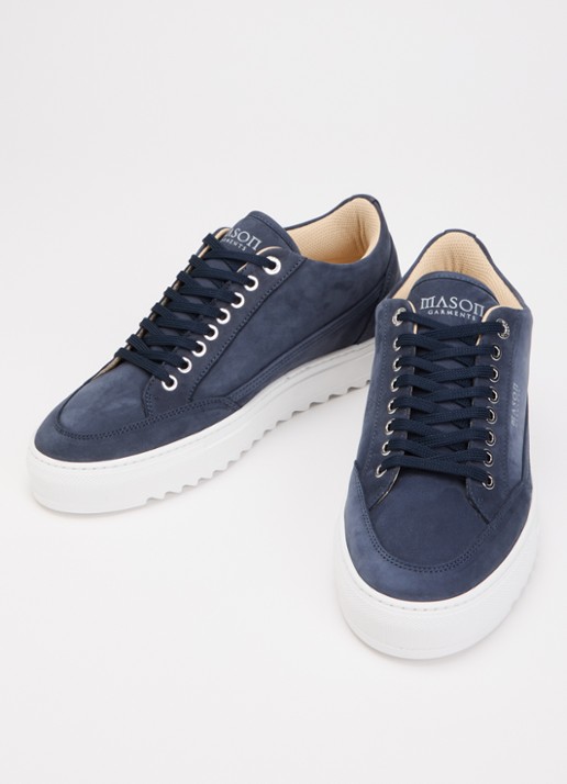Mason Garments Tia Sollevamento sneaker van nubuck - detail donkerblauw