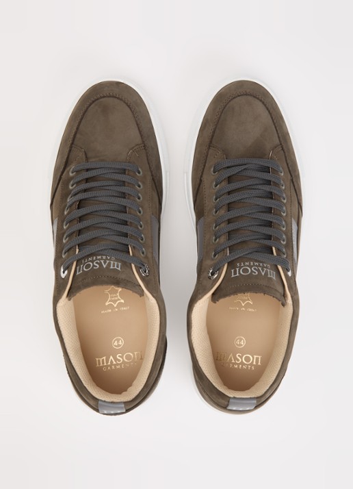 Mason Garments Tia Sport Mescolanza sneaker van nubuck met details van leer - detail 3 olijfgroen
