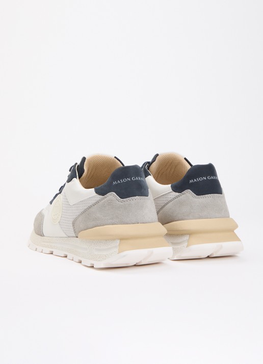 Mason Garments Trail Runner Essenziale sneaker van suède met leren details - achterkant lichtgrijs