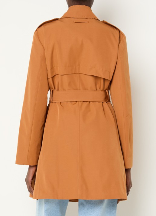 Max & Co Aris double-breasted trenchcoat met strikceintuur en steekzakken - achterkant oranjebruin