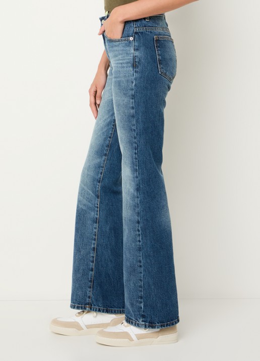 Max & Co Cablo high waist wide leg jeans met medium wassing - detail 5 donkerblauw