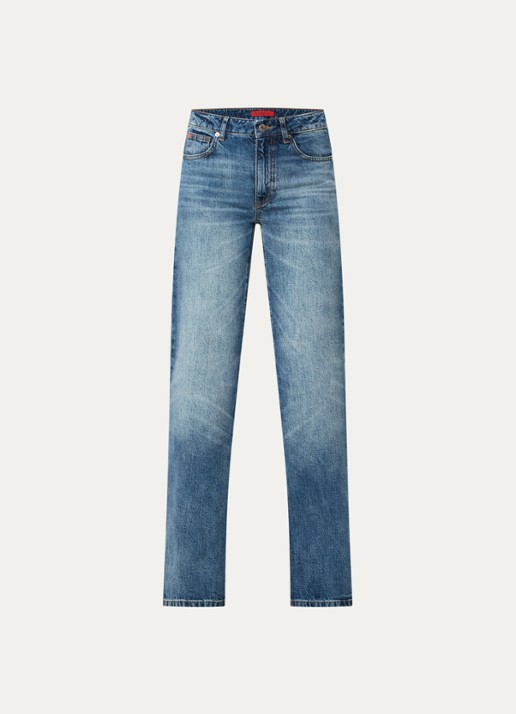 Max & Co Cablo high waist wide leg jeans met medium wassing - voorkant 2 donkerblauw