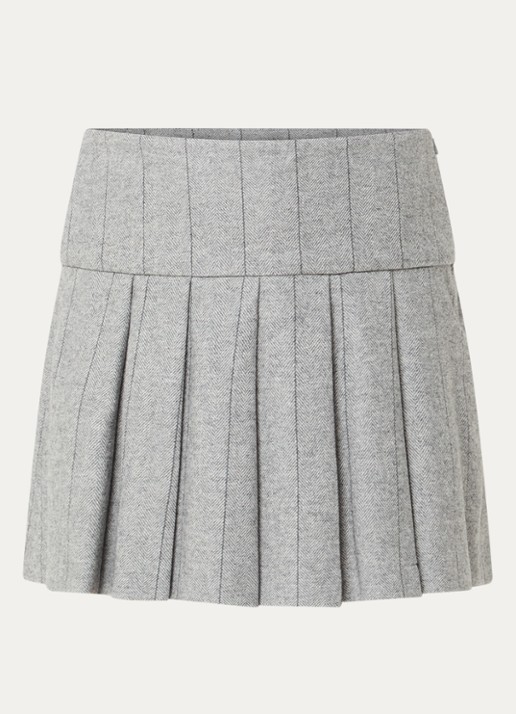 Max & Co Canto mini rok in wolblend met streepprint - voorkant 3 grijs
