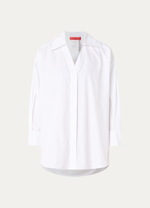 Max & Co Colle oversized blouse met kraag - voorkant 2 wit