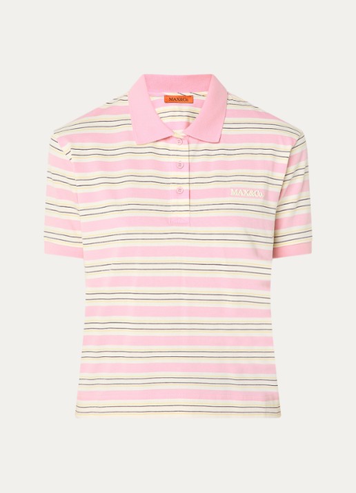 Max & Co Comandare polo met streepprint - voorkant roze