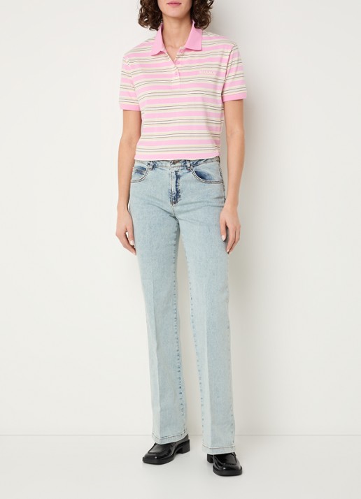 Max & Co Comandare polo met streepprint - voorkant 2 roze