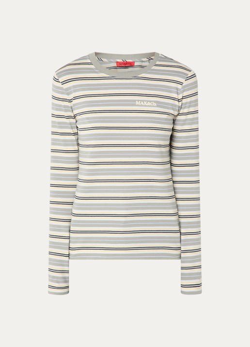 Max & Co Comedusa longsleeve met streepprint - voorkant 2 lichtgroen