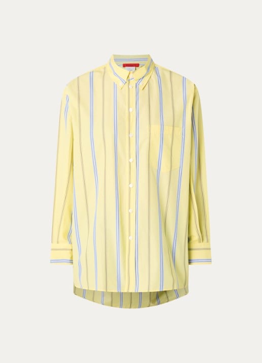 Max & Co Dama blouse met streepprint - voorkant 3 geel